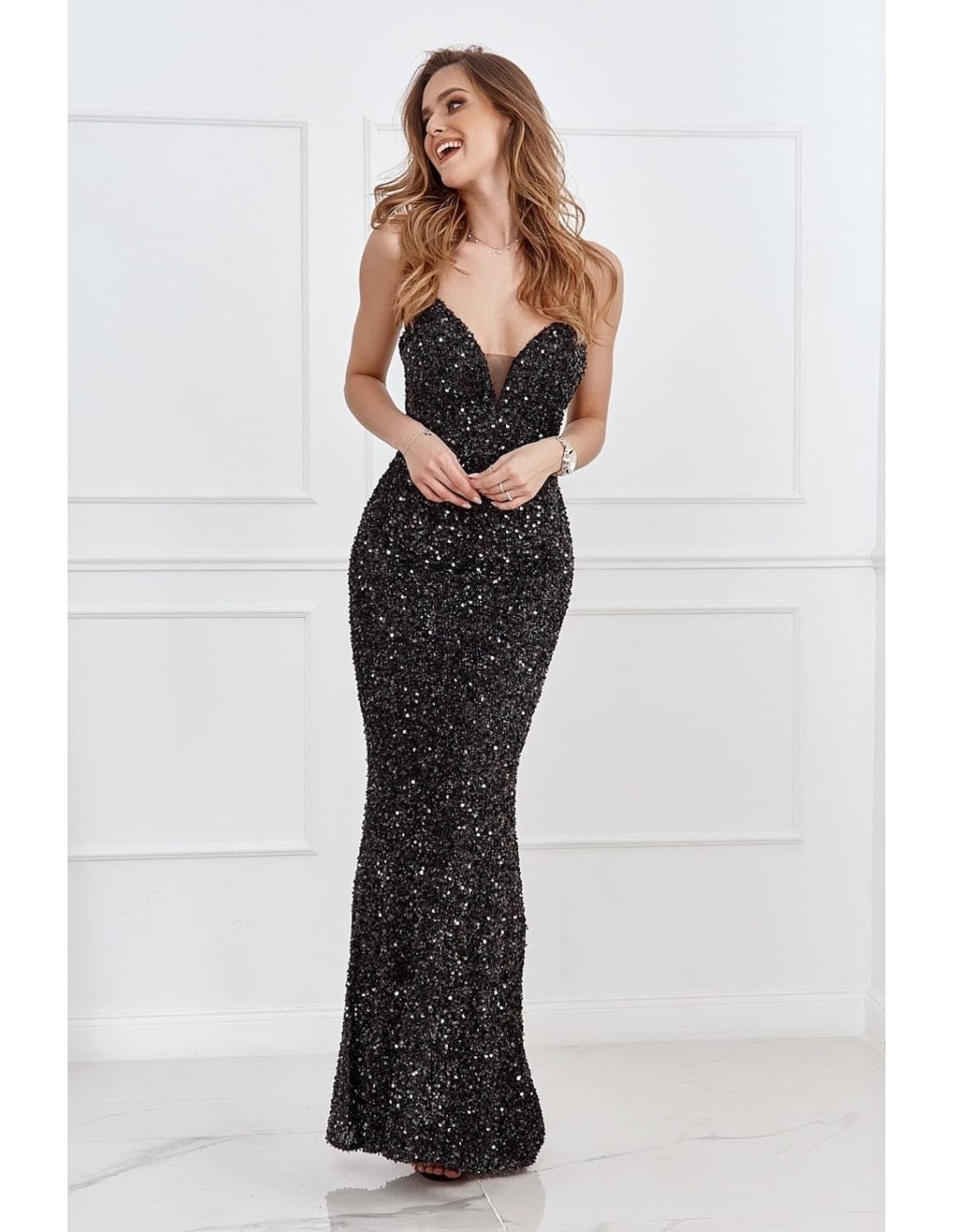 Maxi dress for special occasions, black 18523 - Online store - Boutique